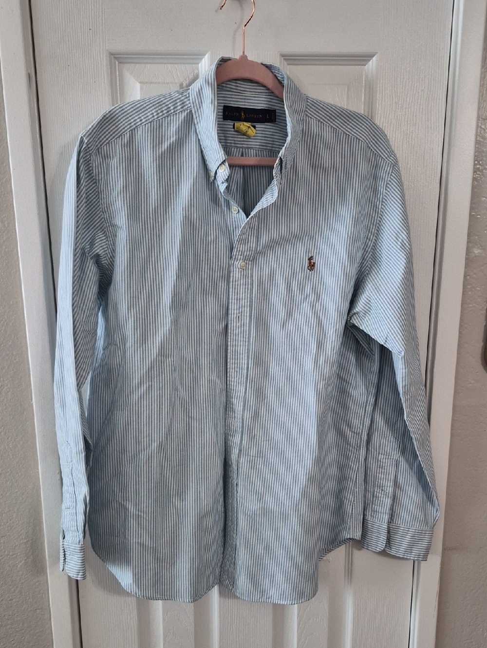 Polo by Ralph Lauren Light Blue and White Striped Button-Down Shirt - Men